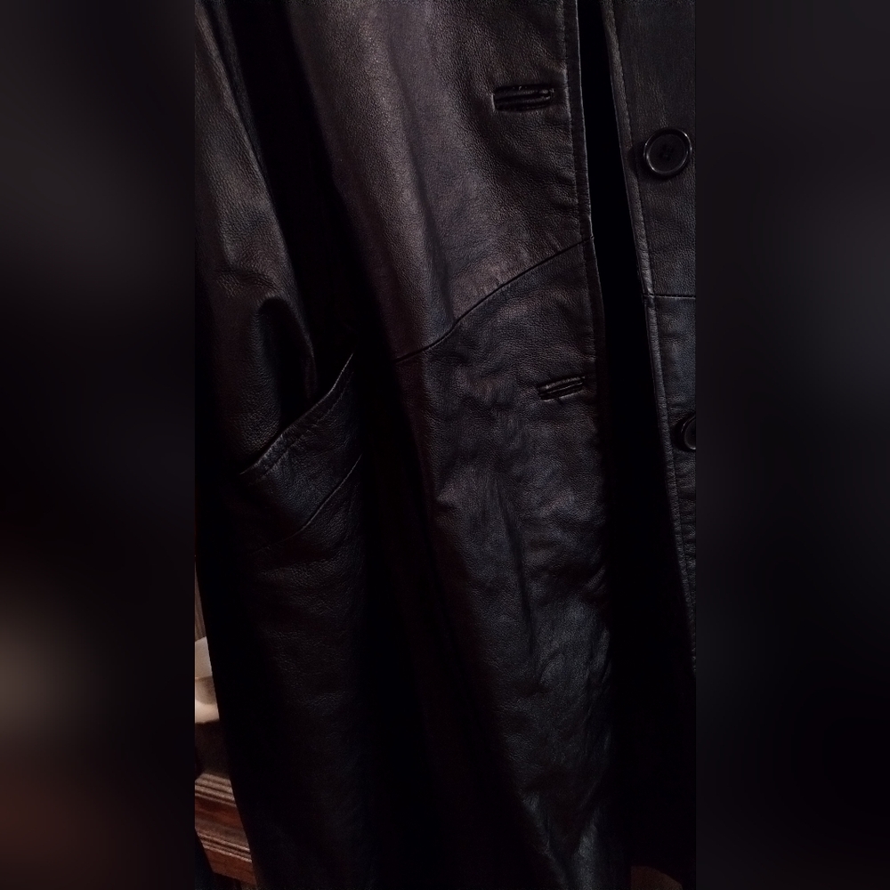 Excelled Black Genuine Leather Coat (XL) - Picture 6 of 7